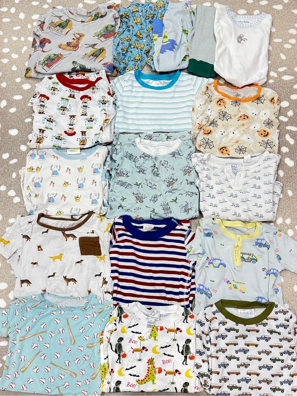 Lot of 22 pajamas bamboo pima toddler boy kyte lake tbbc tee shorts long sleeve